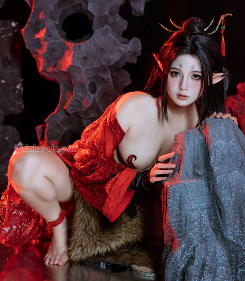 Qiyuemiaozi cosplay Black Myth Wukong xinh lung linh Qiyuemiaozi cosplay Pingping 18+